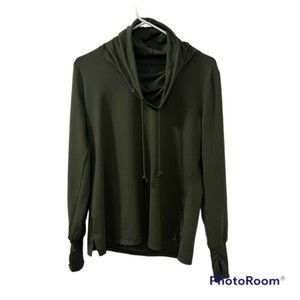 Nike Dri Fit Hunter Green Cowl Neck Drawstring Pullover Sweater Athletic Sz Med